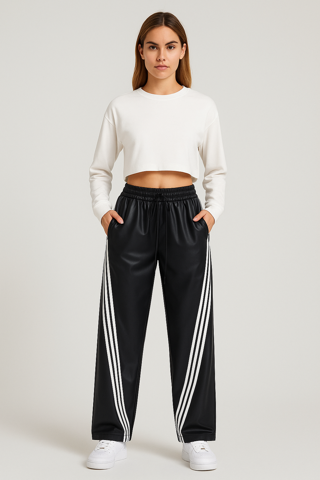 Top offer: Clacive Elegant Straight PU Leather Pants for Women