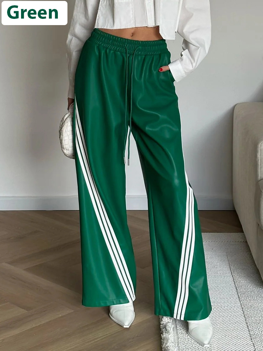 Top offer: Clacive Elegant Straight PU Leather Pants for Women