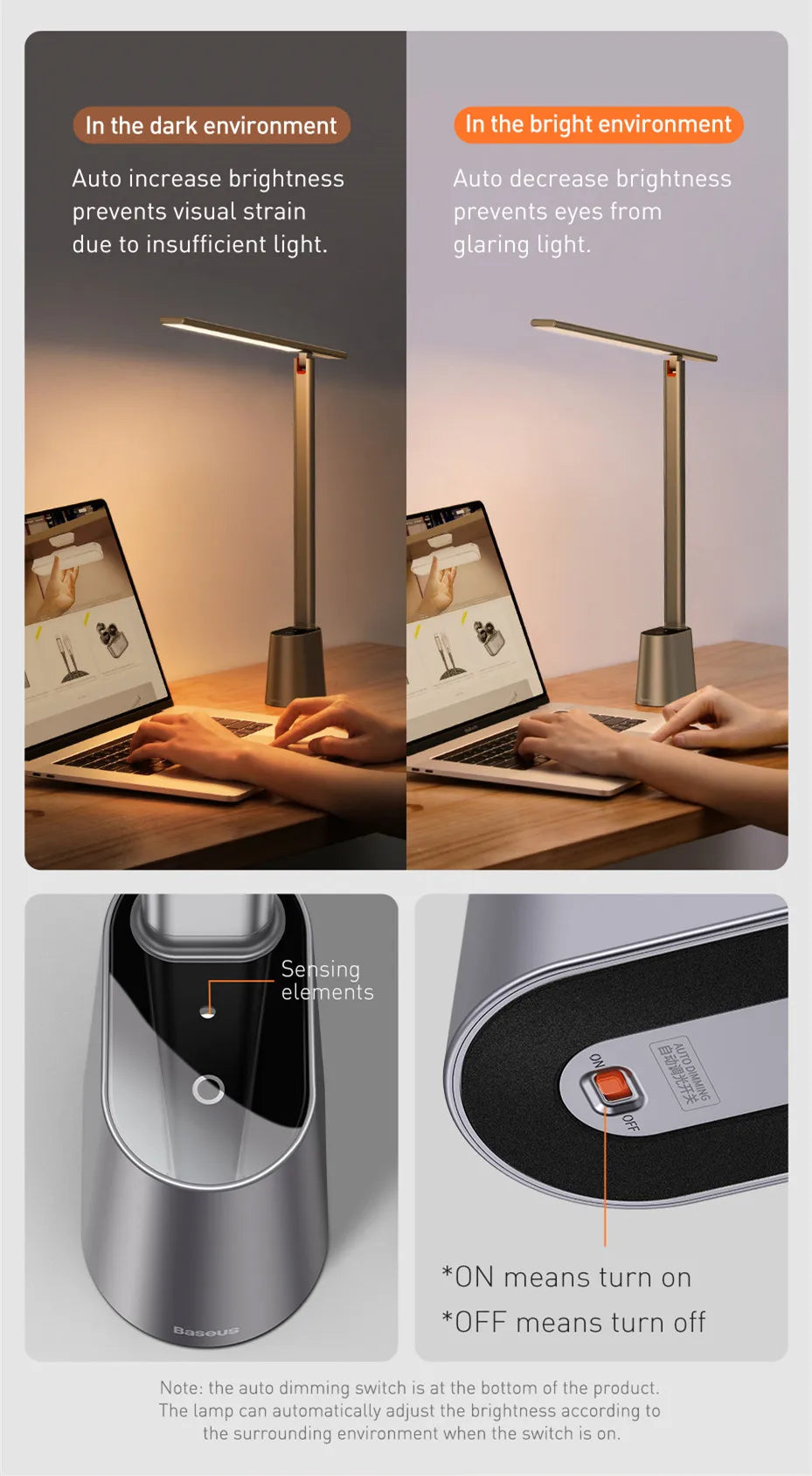 Lamp LED Smart Adaptive Brightness Bedside Read Lamp