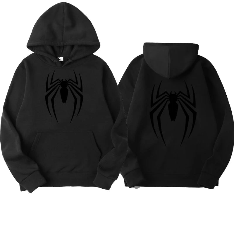 Outfits 2025 ๐Menโs Hoodie with Spider Print โ Street Fashion Sweatshirt, Casual Loose Fleece for Ladies & Men (2025)