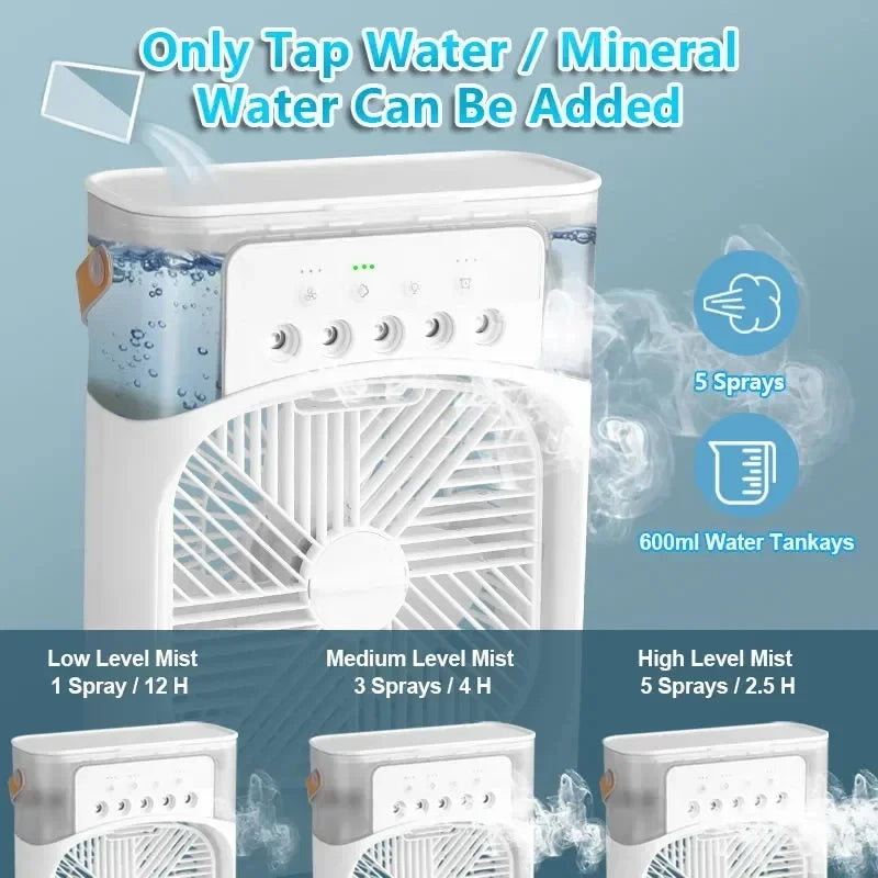 Hot Sale ๐3-in-1 Mini Fan Air Conditioner โ Portable Cooler, Humidifier & LED Night Light