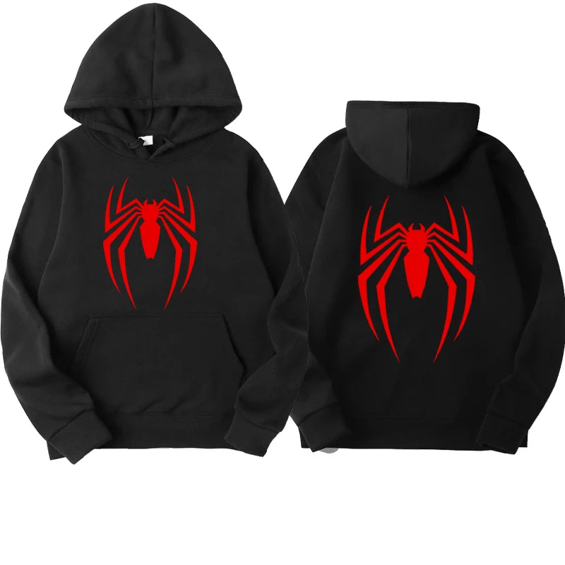 Outfits 2025 ๐Menโs Hoodie with Spider Print โ Street Fashion Sweatshirt, Casual Loose Fleece for Ladies & Men (2025)