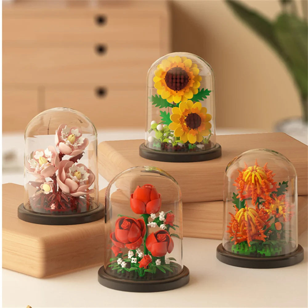 GiftšEternal Flower Bouquet ā Bonsai Potted Plant, Micro Artificial Flowers for Birthday Gift