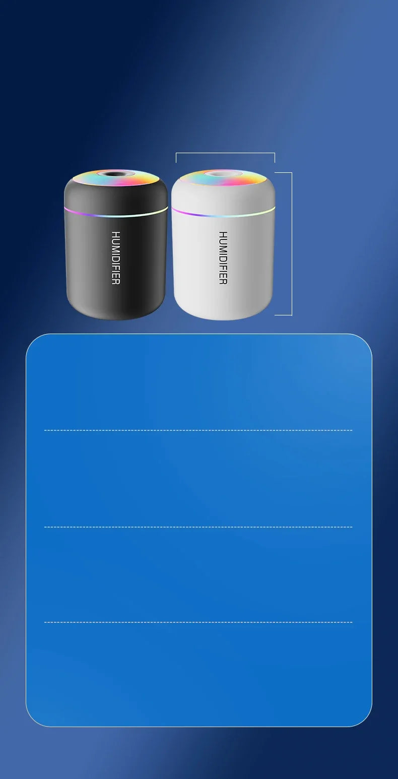 Mini Air Humidifier USB Electric Maker with LED Lights – For Car, Home & Bedroom