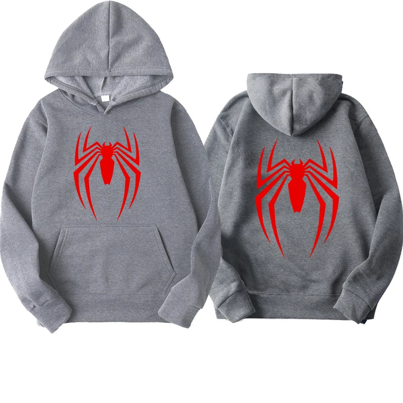 Outfits 2025 ๐Menโs Hoodie with Spider Print โ Street Fashion Sweatshirt, Casual Loose Fleece for Ladies & Men (2025)