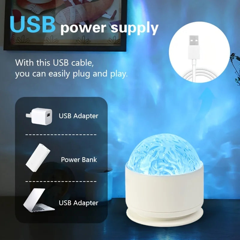 Northern Aurora Water Ripple Projector Lamp – LED Night Light with Remote Control