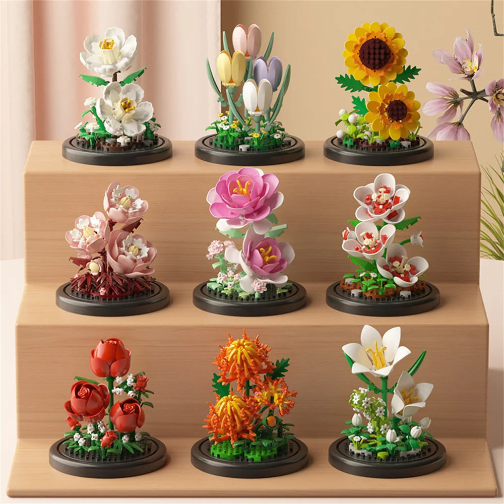 GiftšEternal Flower Bouquet ā Bonsai Potted Plant, Micro Artificial Flowers for Birthday Gift