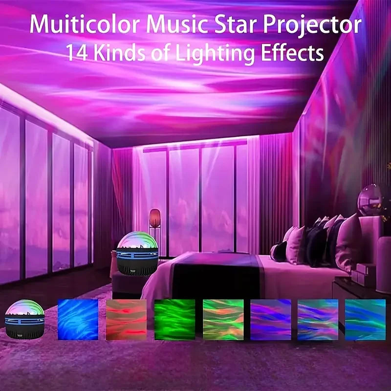 Aurora Borealis Starry Sky Projector – LED Night Light with Remote & 7 Lighting Effects