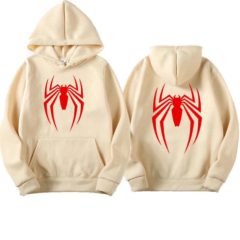 Outfits 2025 ๐Menโs Hoodie with Spider Print โ Street Fashion Sweatshirt, Casual Loose Fleece for Ladies & Men (2025)