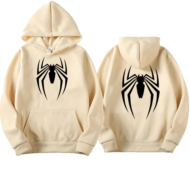 Outfits 2025 ๐Menโs Hoodie with Spider Print โ Street Fashion Sweatshirt, Casual Loose Fleece for Ladies & Men (2025)