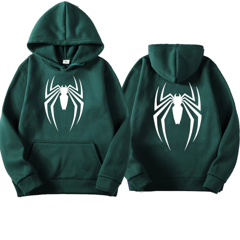 Outfits 2025 ๐Menโs Hoodie with Spider Print โ Street Fashion Sweatshirt, Casual Loose Fleece for Ladies & Men (2025)