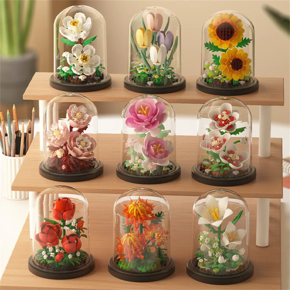 GiftšEternal Flower Bouquet ā Bonsai Potted Plant, Micro Artificial Flowers for Birthday Gift