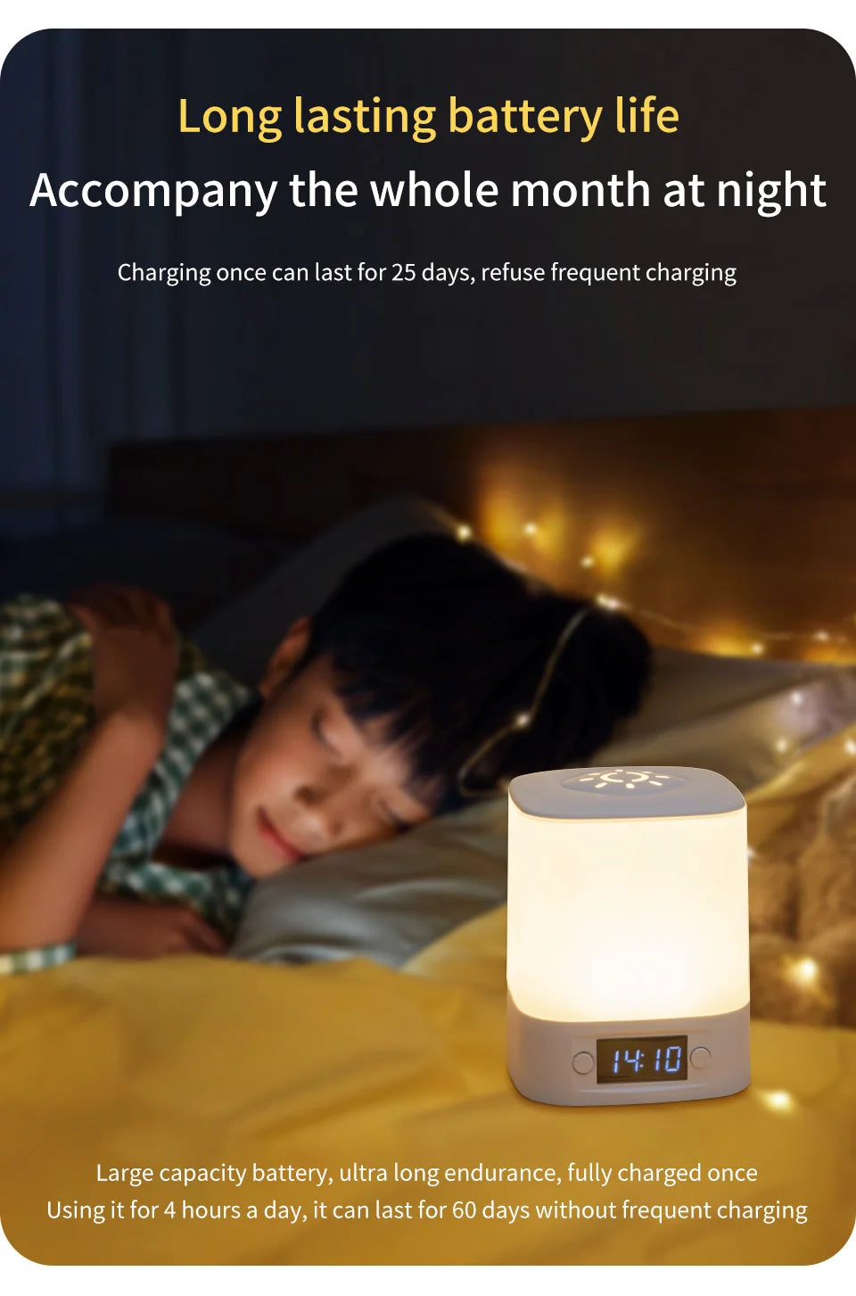 Hot sale ️🛒4-in-1 LED Night Light with Clock & Remote – Rechargeable Bedside Lamp