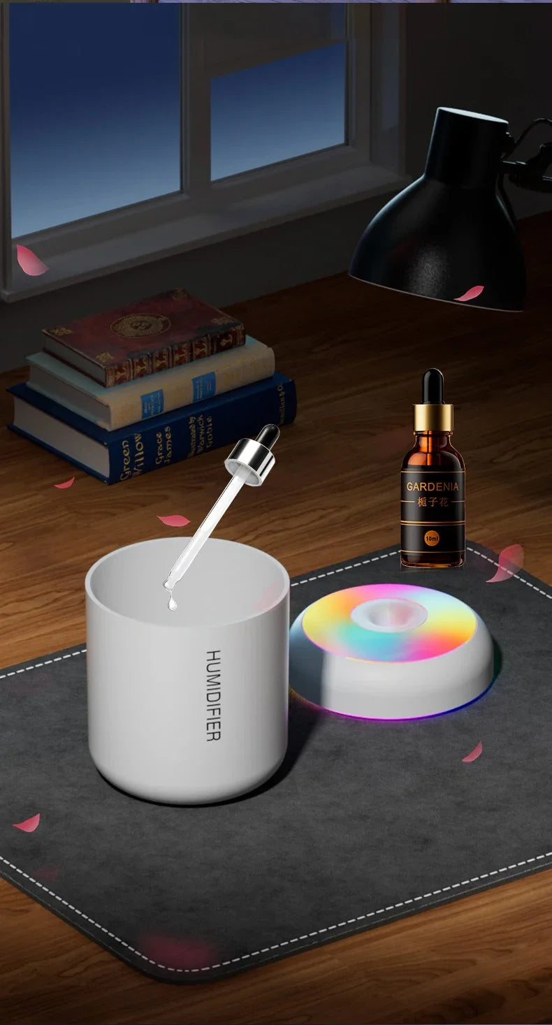 Mini Air Humidifier USB Electric Maker with LED Lights – For Car, Home & Bedroom