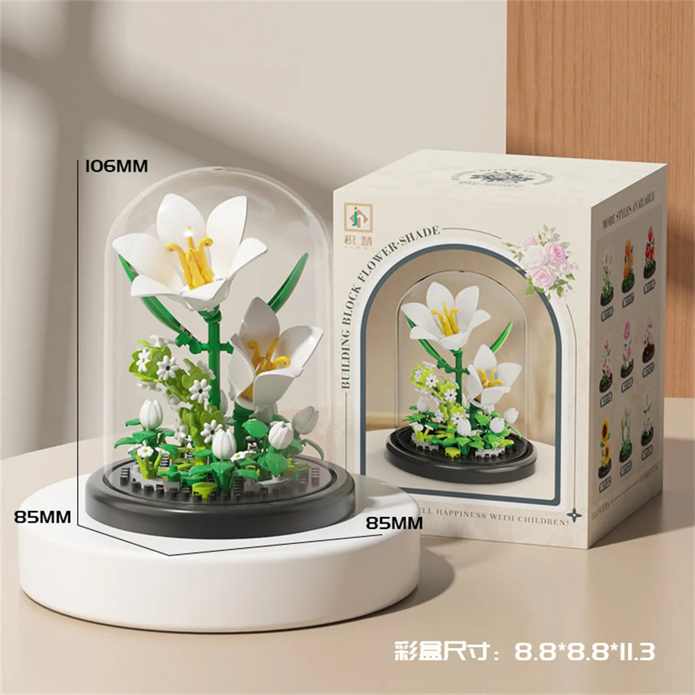 GiftšEternal Flower Bouquet ā Bonsai Potted Plant, Micro Artificial Flowers for Birthday Gift
