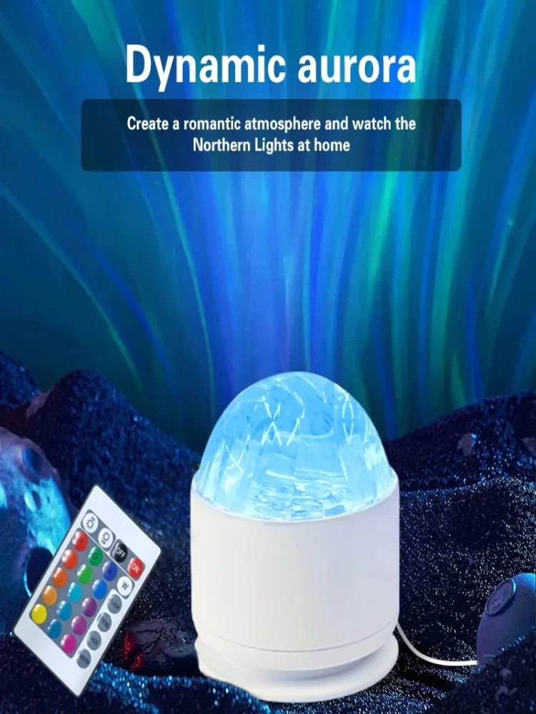 Northern Aurora Water Ripple Projector Lamp – LED Night Light with Remote Control
