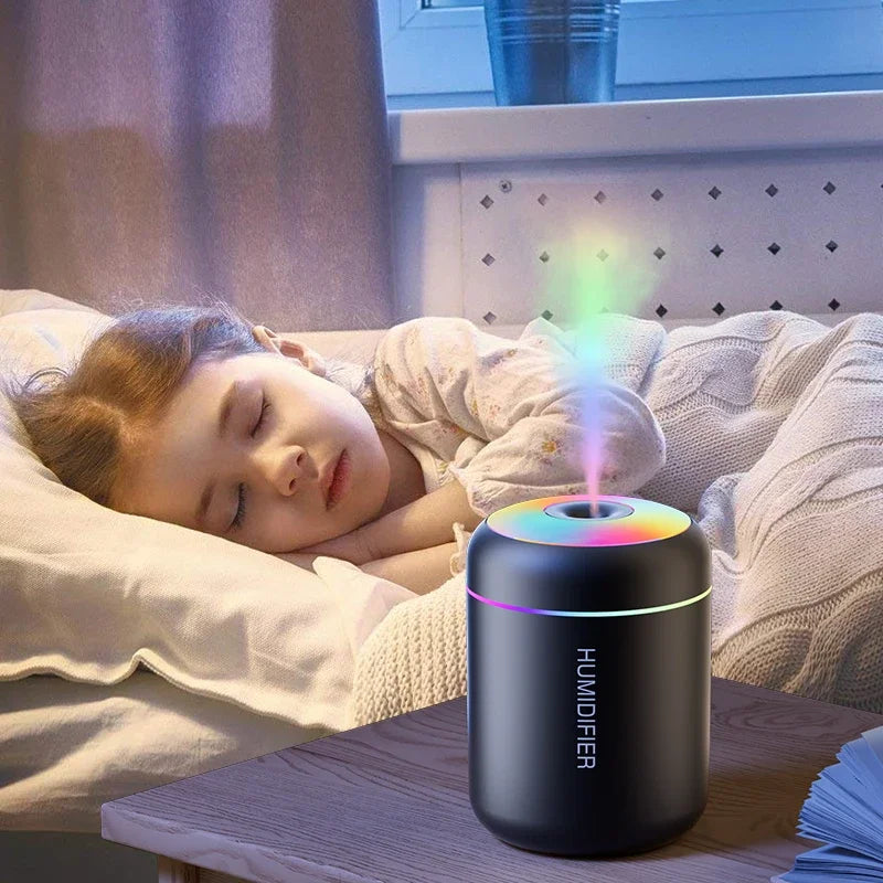 Mini Air Humidifier USB Electric Maker with LED Lights – For Car, Home & Bedroom