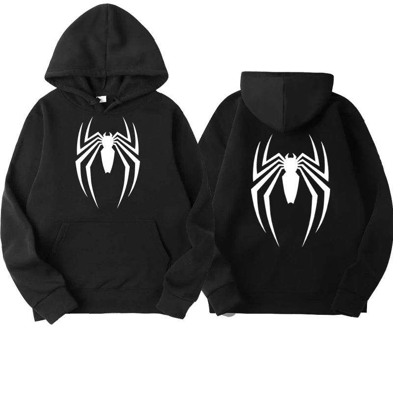 Outfits 2025 ๐Menโs Hoodie with Spider Print โ Street Fashion Sweatshirt, Casual Loose Fleece for Ladies & Men (2025)