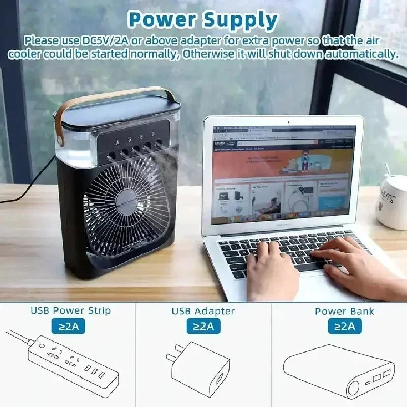 Hot Sale ๐3-in-1 Mini Fan Air Conditioner โ Portable Cooler, Humidifier & LED Night Light