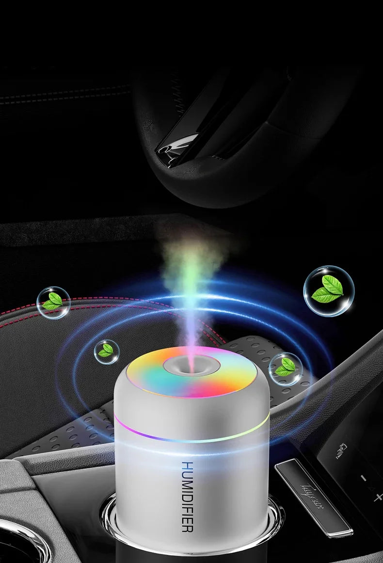 Mini Air Humidifier USB Electric Maker with LED Lights – For Car, Home & Bedroom