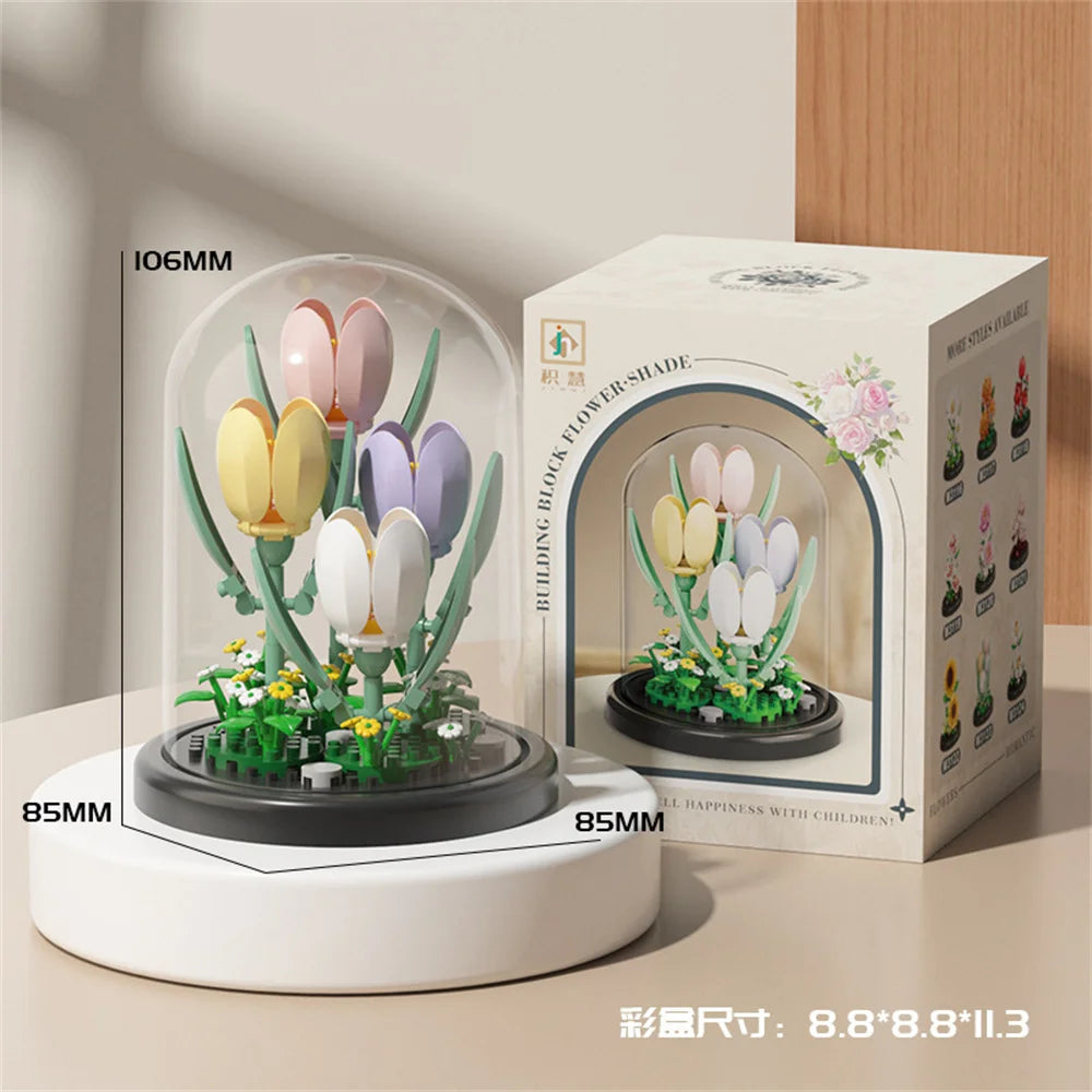 GiftšEternal Flower Bouquet ā Bonsai Potted Plant, Micro Artificial Flowers for Birthday Gift