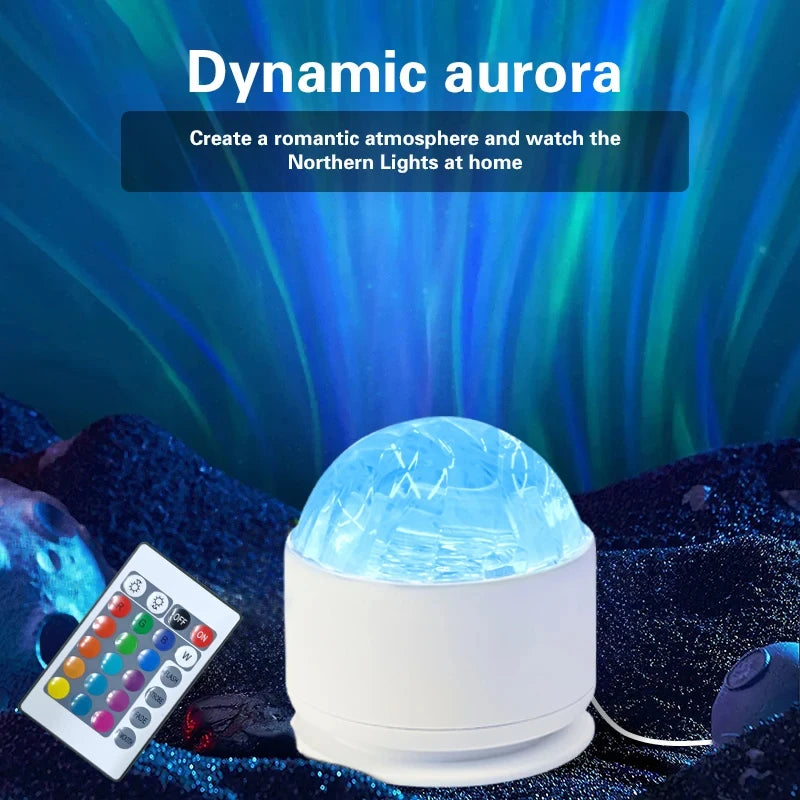 Northern Aurora Water Ripple Projector Lamp – LED Night Light with Remote Control