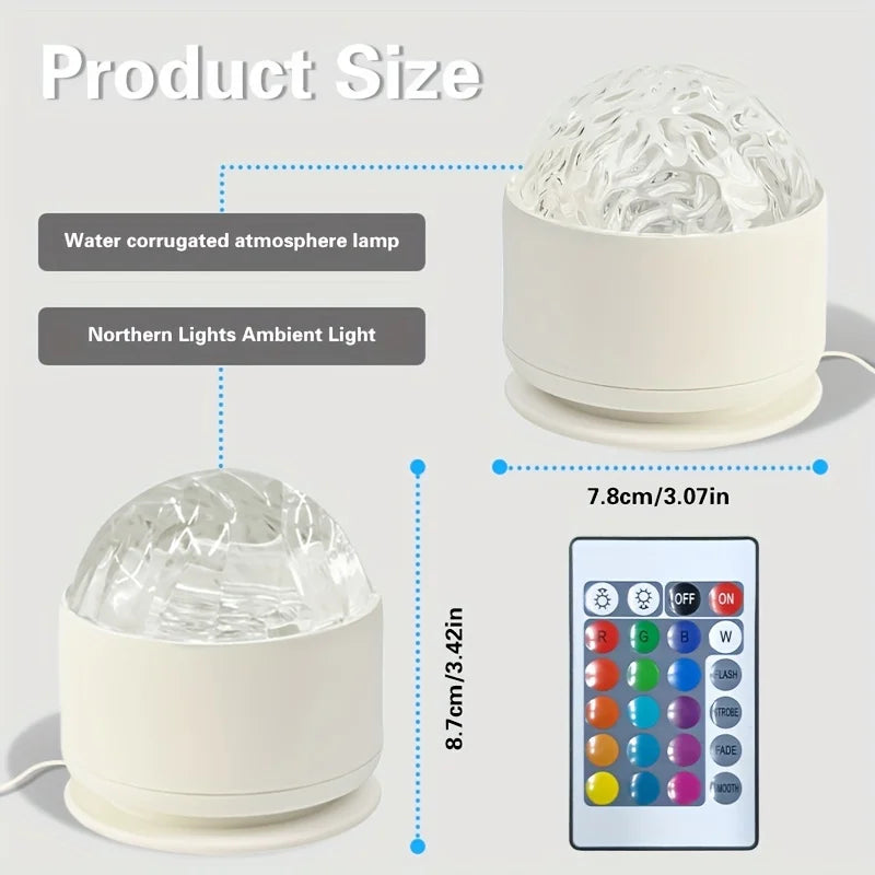 Northern Aurora Water Ripple Projector Lamp – LED Night Light with Remote Control