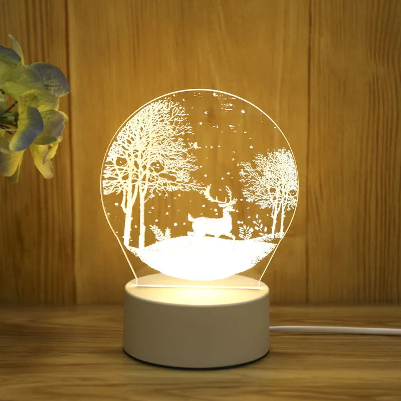 Romantic 3D Acrylic LED Night Light – Heart & Love Design for Bedroom or Kids' Room