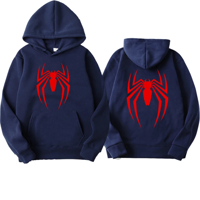Outfits 2025 ๐Menโs Hoodie with Spider Print โ Street Fashion Sweatshirt, Casual Loose Fleece for Ladies & Men (2025)