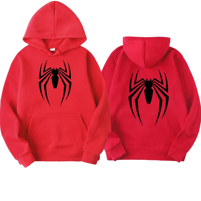 Outfits 2025 ๐Menโs Hoodie with Spider Print โ Street Fashion Sweatshirt, Casual Loose Fleece for Ladies & Men (2025)