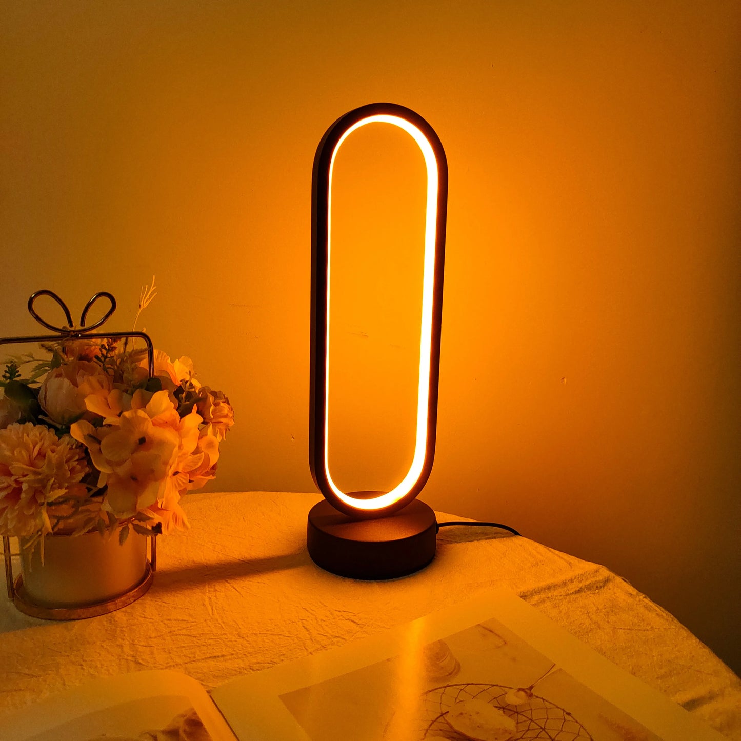 1PC Lamp Bedroom Ring Lamp – Living Room Three Color Dimming Bedside Lamp LED Night Light