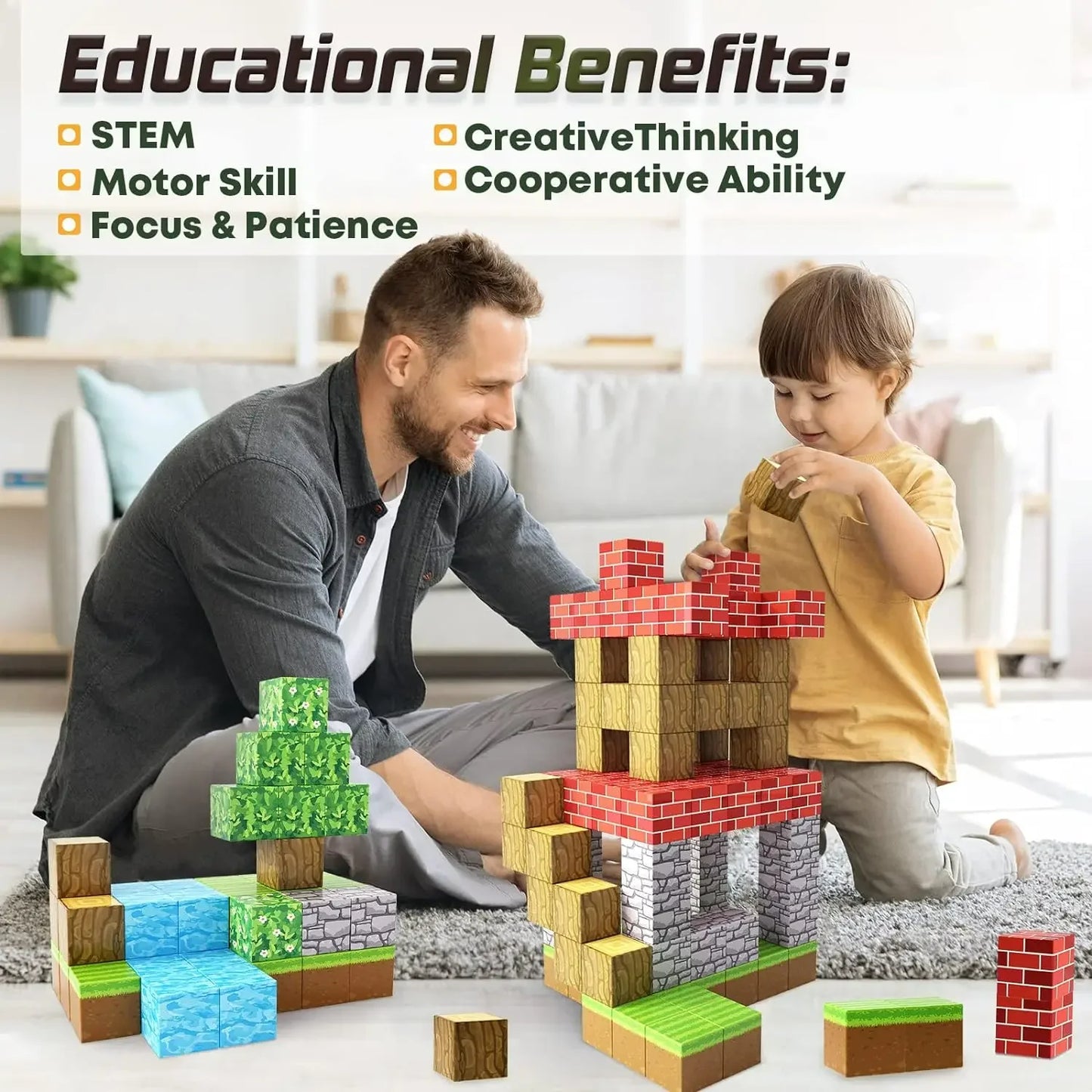 Gift🎁100pcs Magnetic Blocks Set – STEM Montessori Toy for Boys & Girls, Sensory Building Cubes for Toddlers