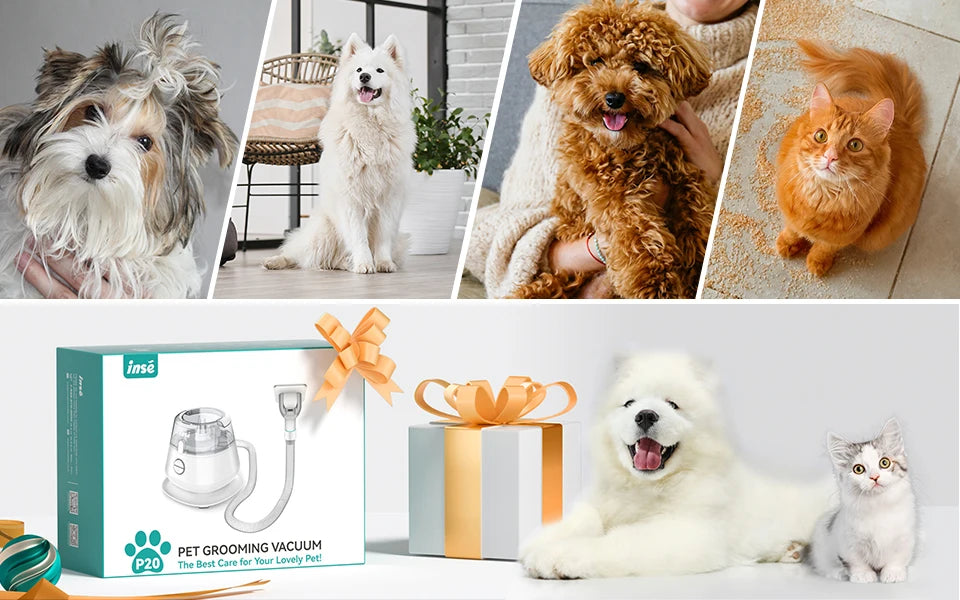 🔥INSE P20 Dog Grooming Vacuum Kit – Pet Hair Vacuum with 5 Tools & 2L Large Capacity