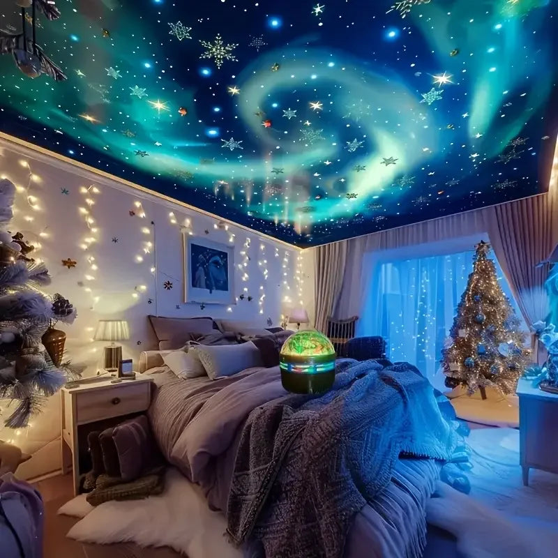 Aurora Borealis Starry Sky Projector – LED Night Light with Remote & 7 Lighting Effects