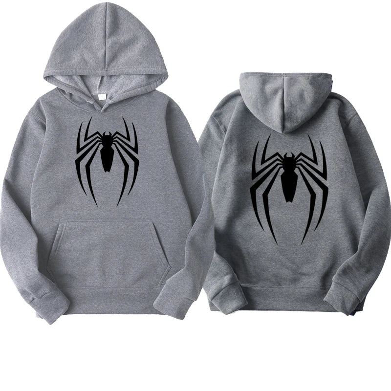 Outfits 2025 ๐Menโs Hoodie with Spider Print โ Street Fashion Sweatshirt, Casual Loose Fleece for Ladies & Men (2025)