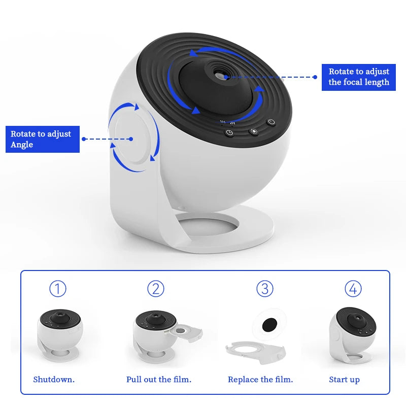 Night Light Galaxy Projector – 360° Rotating Starry Sky Projector for Bedroom & Home Decor