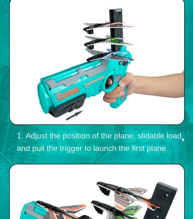 GiftđChildrenâs Airplane Launcher Toy â Foam Plane for Outdoor Fun, Parent-Child Interaction