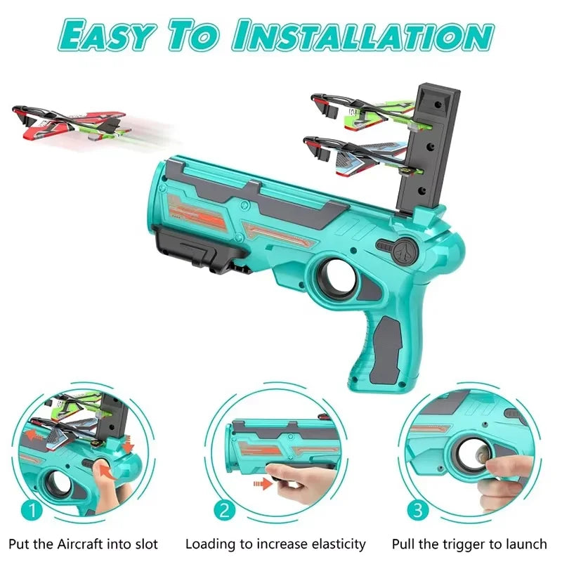 GiftđChildrenâs Airplane Launcher Toy â Foam Plane for Outdoor Fun, Parent-Child Interaction