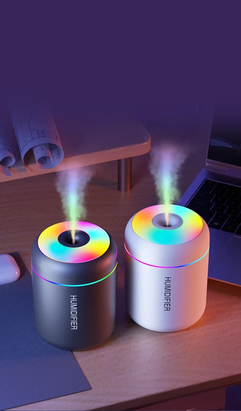Mini Air Humidifier USB Electric Maker with LED Lights – For Car, Home & Bedroom