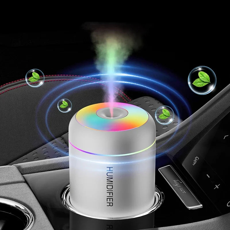 Mini Air Humidifier USB Electric Maker with LED Lights – For Car, Home & Bedroom