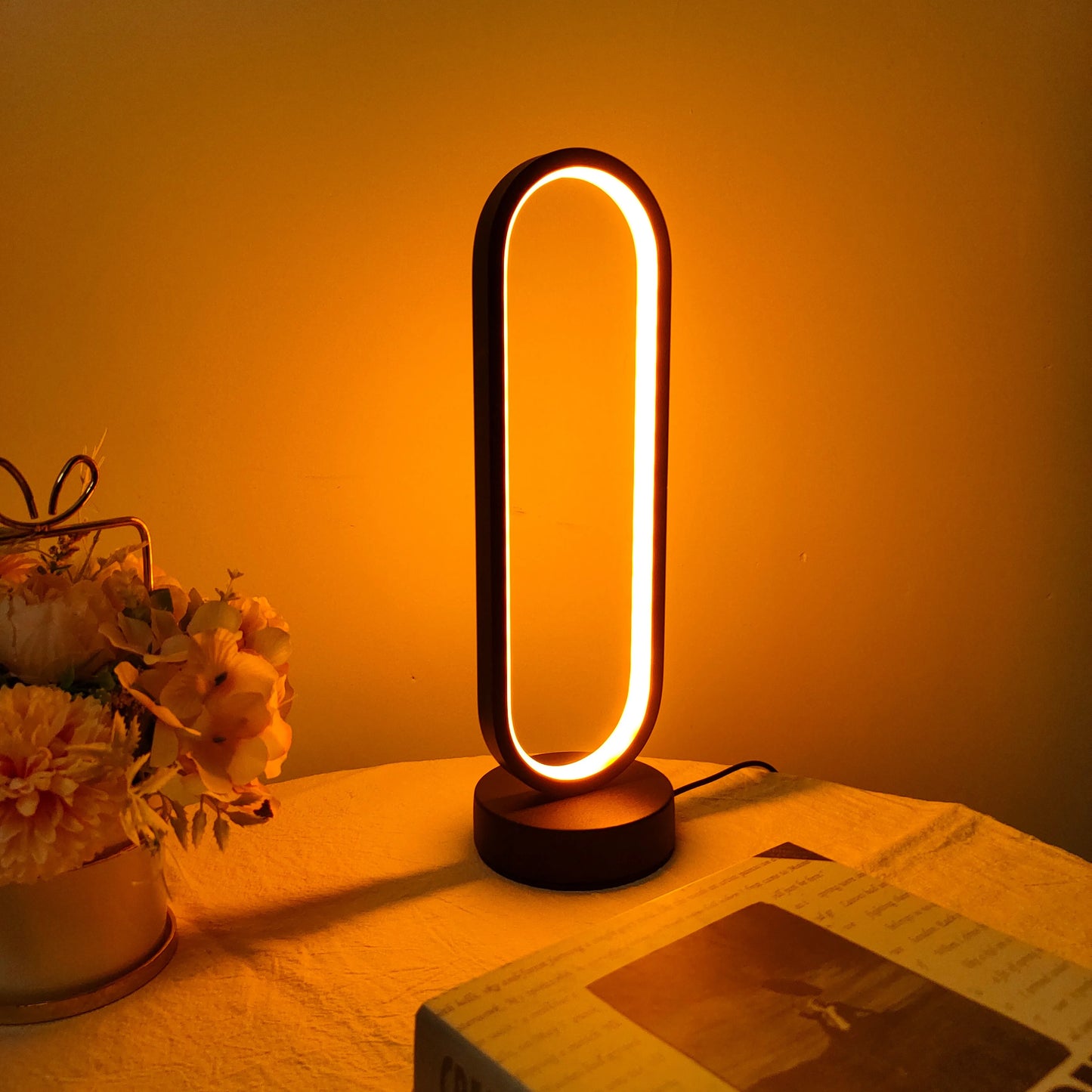1PC Lamp Bedroom Ring Lamp – Living Room Three Color Dimming Bedside Lamp LED Night Light
