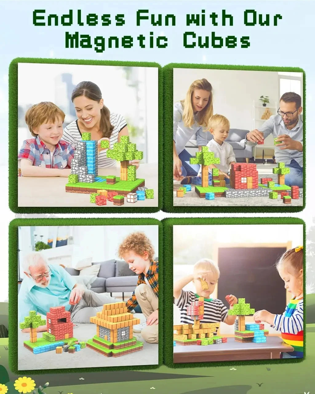 Gift🎁100pcs Magnetic Blocks Set – STEM Montessori Toy for Boys & Girls, Sensory Building Cubes for Toddlers