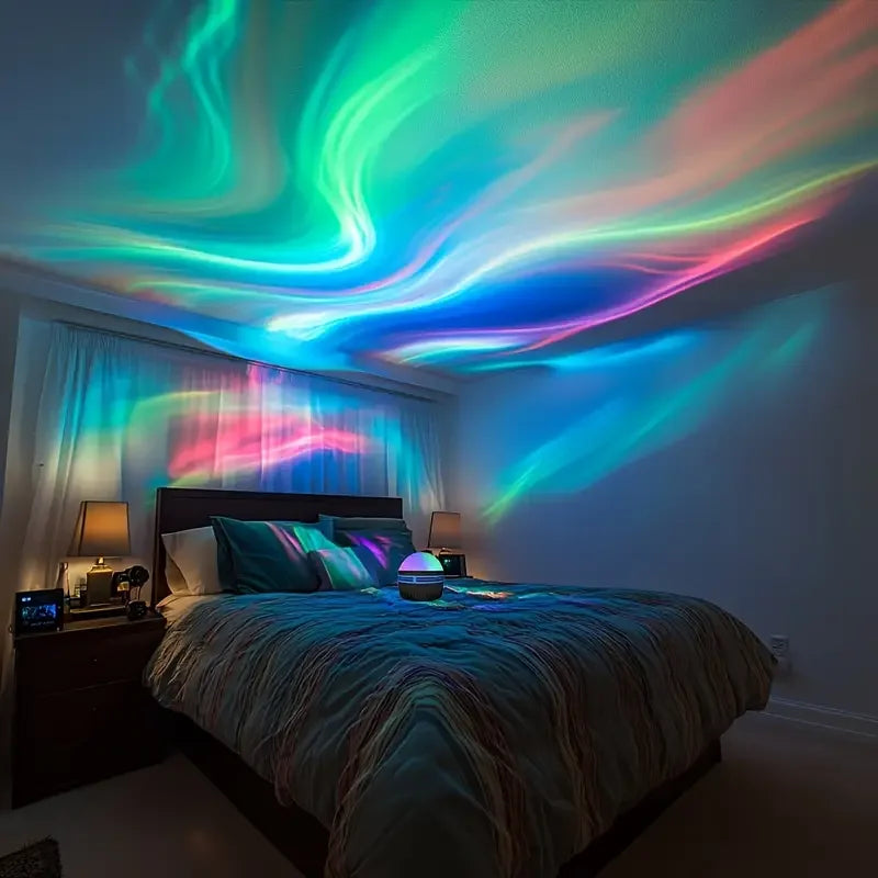Aurora Borealis Starry Sky Projector – LED Night Light with Remote & 7 Lighting Effects
