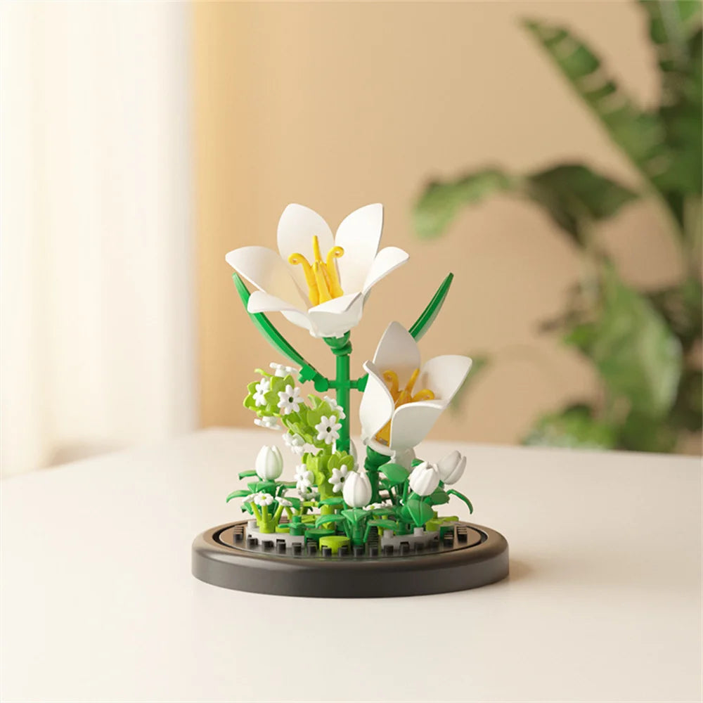 GiftšEternal Flower Bouquet ā Bonsai Potted Plant, Micro Artificial Flowers for Birthday Gift