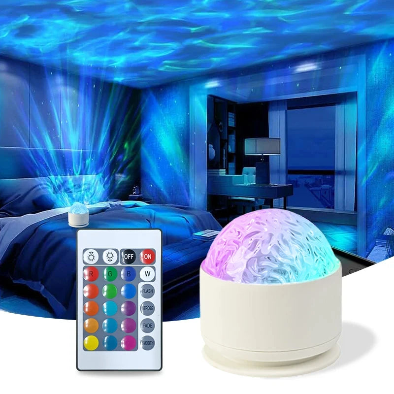 Northern Aurora Water Ripple Projector Lamp – LED Night Light with Remote Control