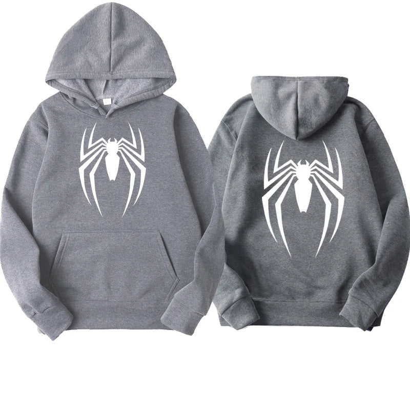 Outfits 2025 ๐Menโs Hoodie with Spider Print โ Street Fashion Sweatshirt, Casual Loose Fleece for Ladies & Men (2025)