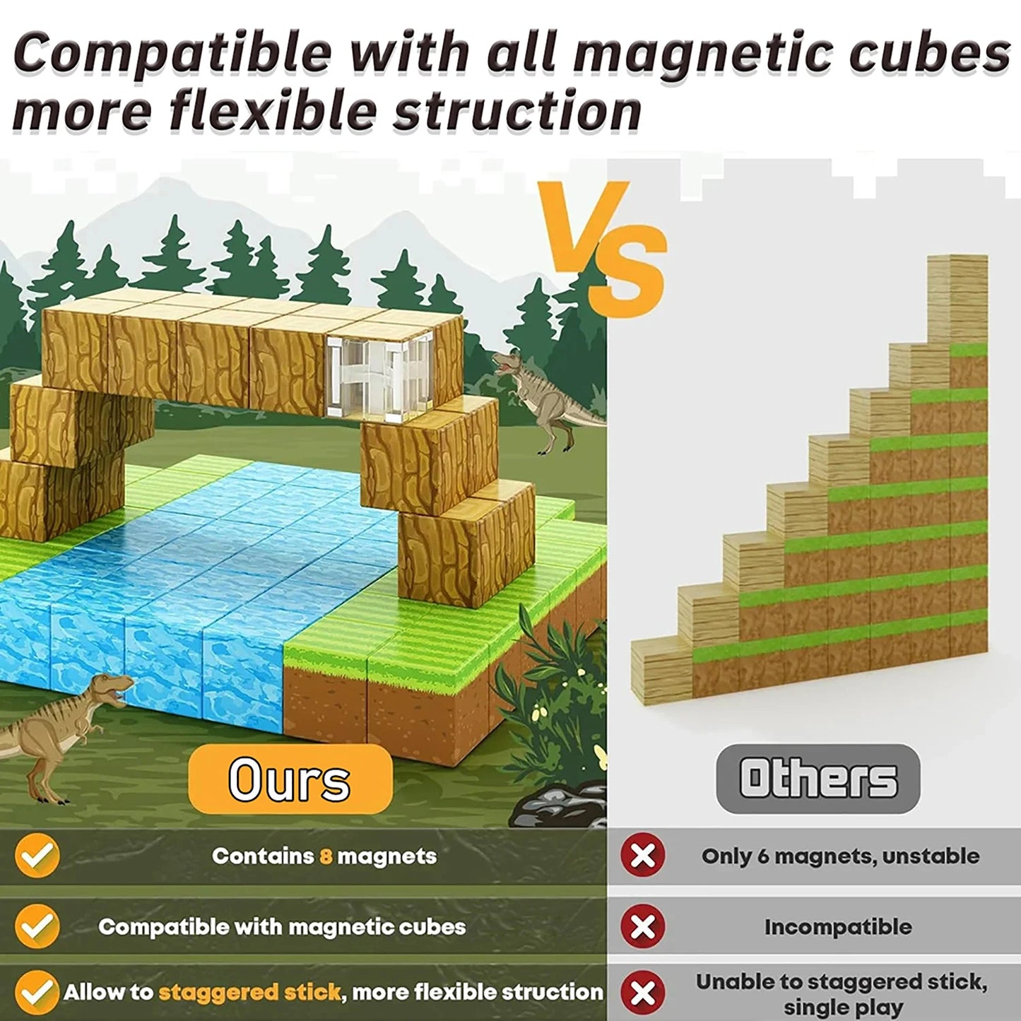 Gift🎁100pcs Magnetic Blocks Set – STEM Montessori Toy for Boys & Girls, Sensory Building Cubes for Toddlers