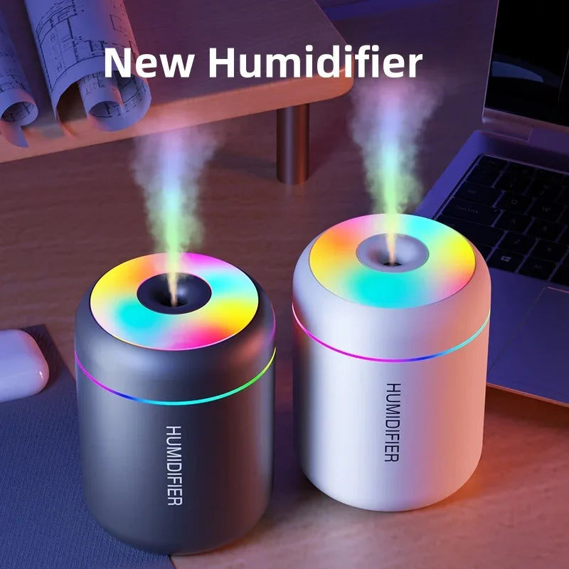 Mini Air Humidifier USB Electric Maker with LED Lights – For Car, Home & Bedroom