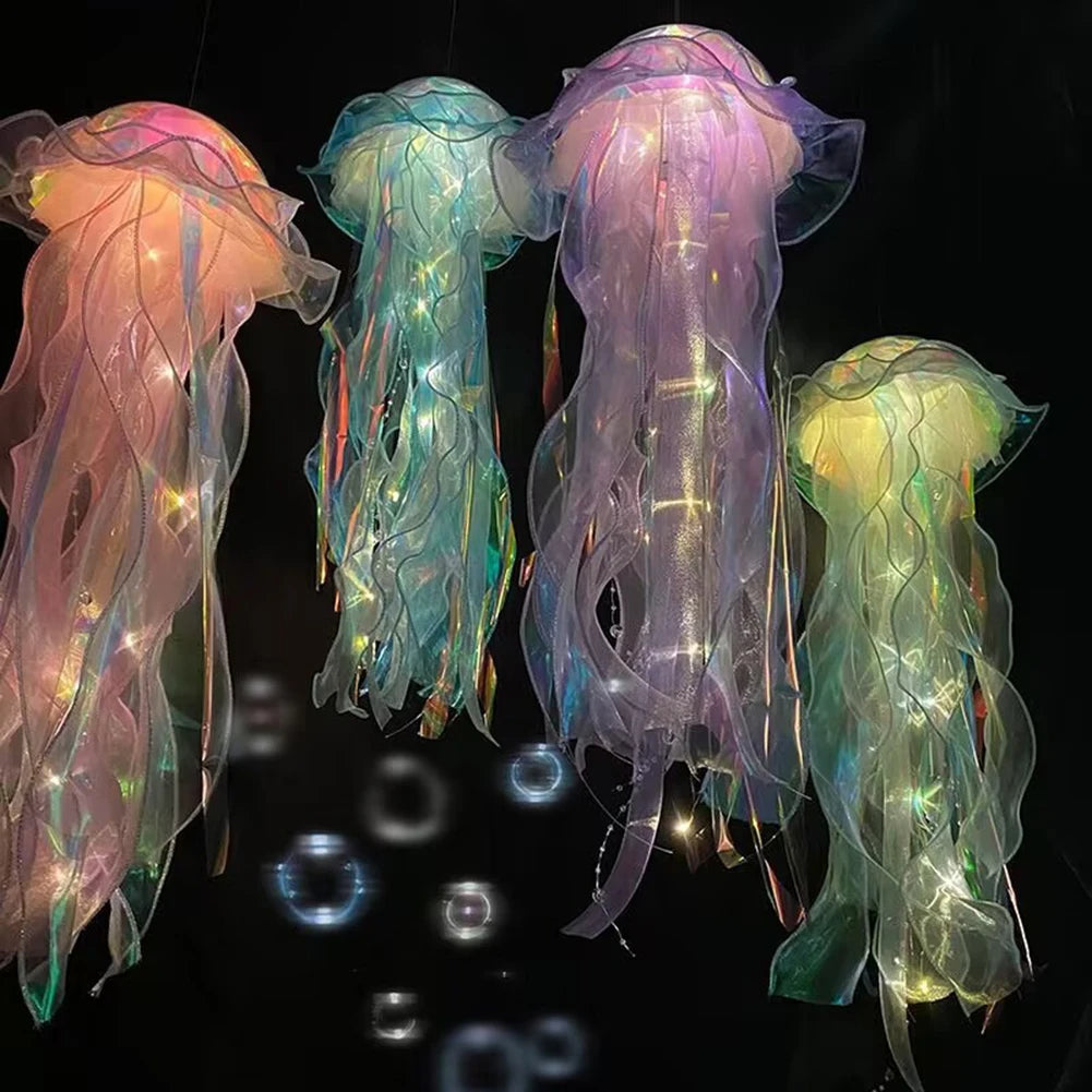Gift🎁5pcs Jellyfish Bedroom Light Lamp – Ribbon Bead Light for Children’s Room Decor
