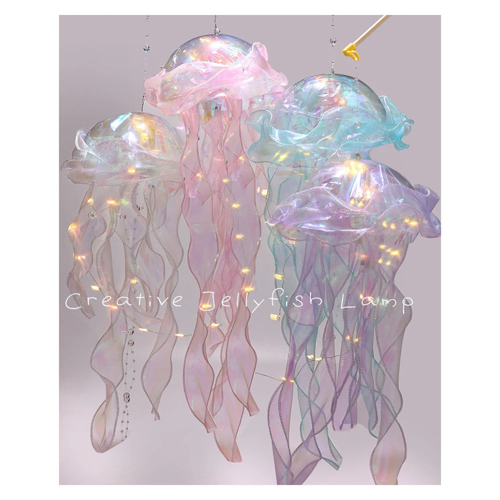 Gift🎁5pcs Jellyfish Bedroom Light Lamp – Ribbon Bead Light for Children’s Room Decor
